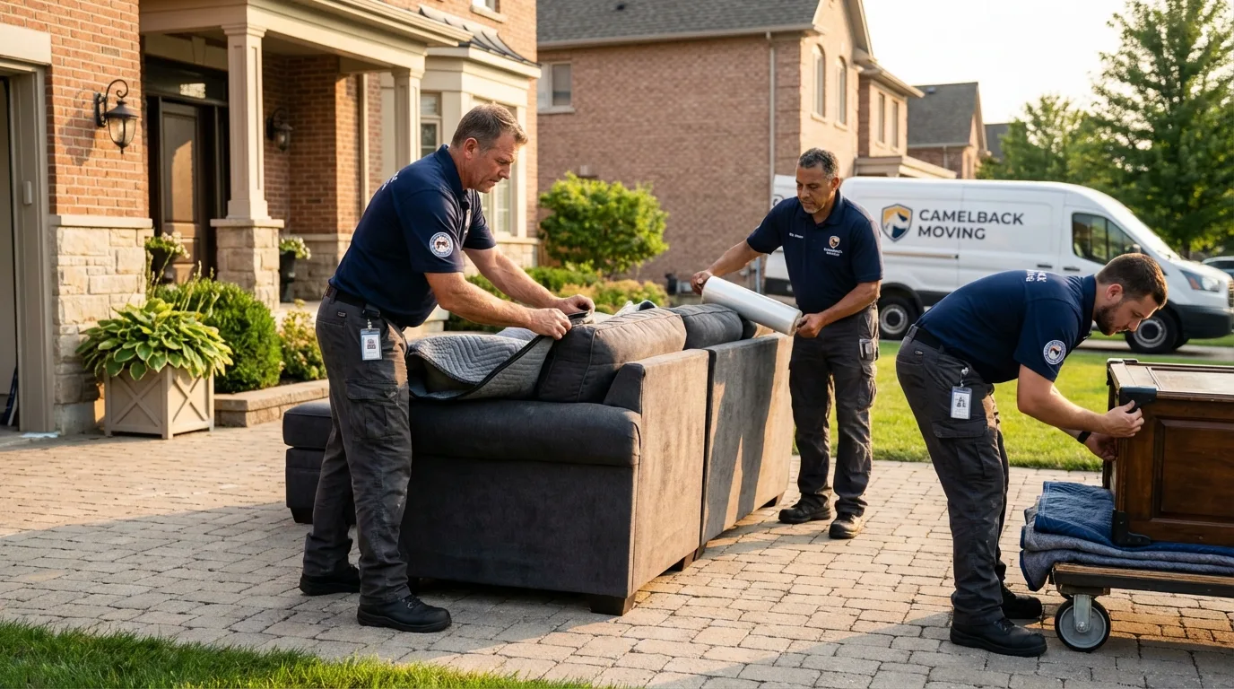 Large estate moving crew wrapping furniture in Abbeville, AL