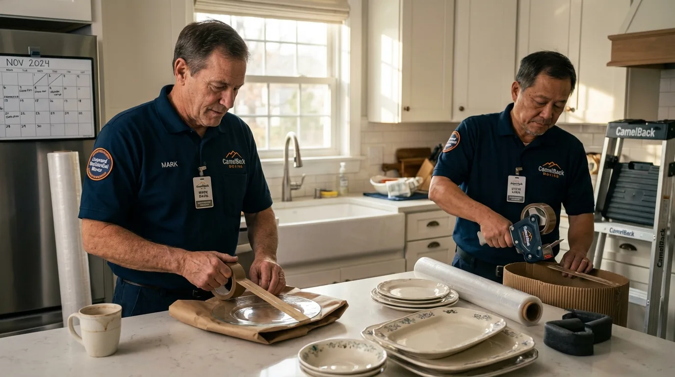 Professional crew packing kitchen dishware in Abbeville, AL
